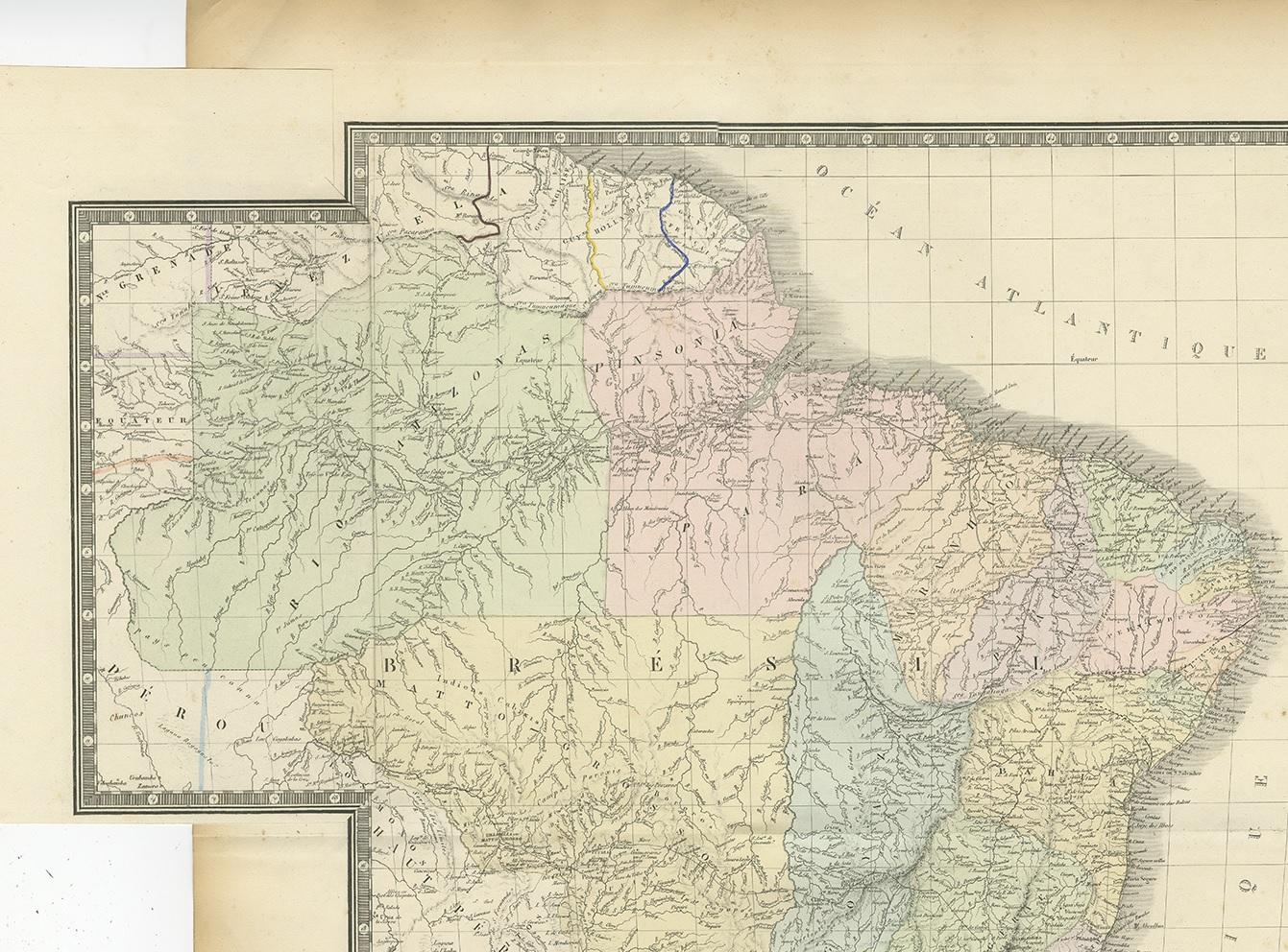 Antike Karte von Brasilien von Levasseur „1875“ im Zustand „Gut“ im Angebot in Langweer, NL