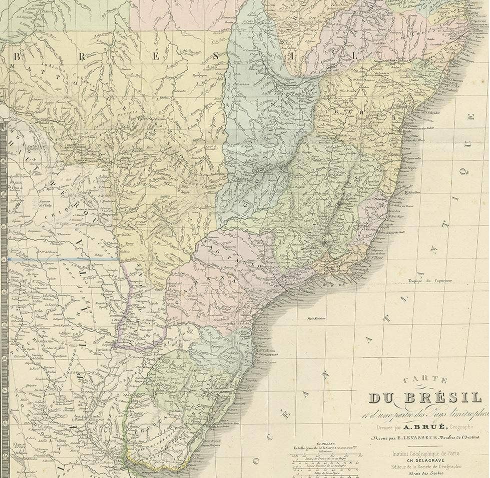 Antique Map of Brazil by Levasseur '1875'