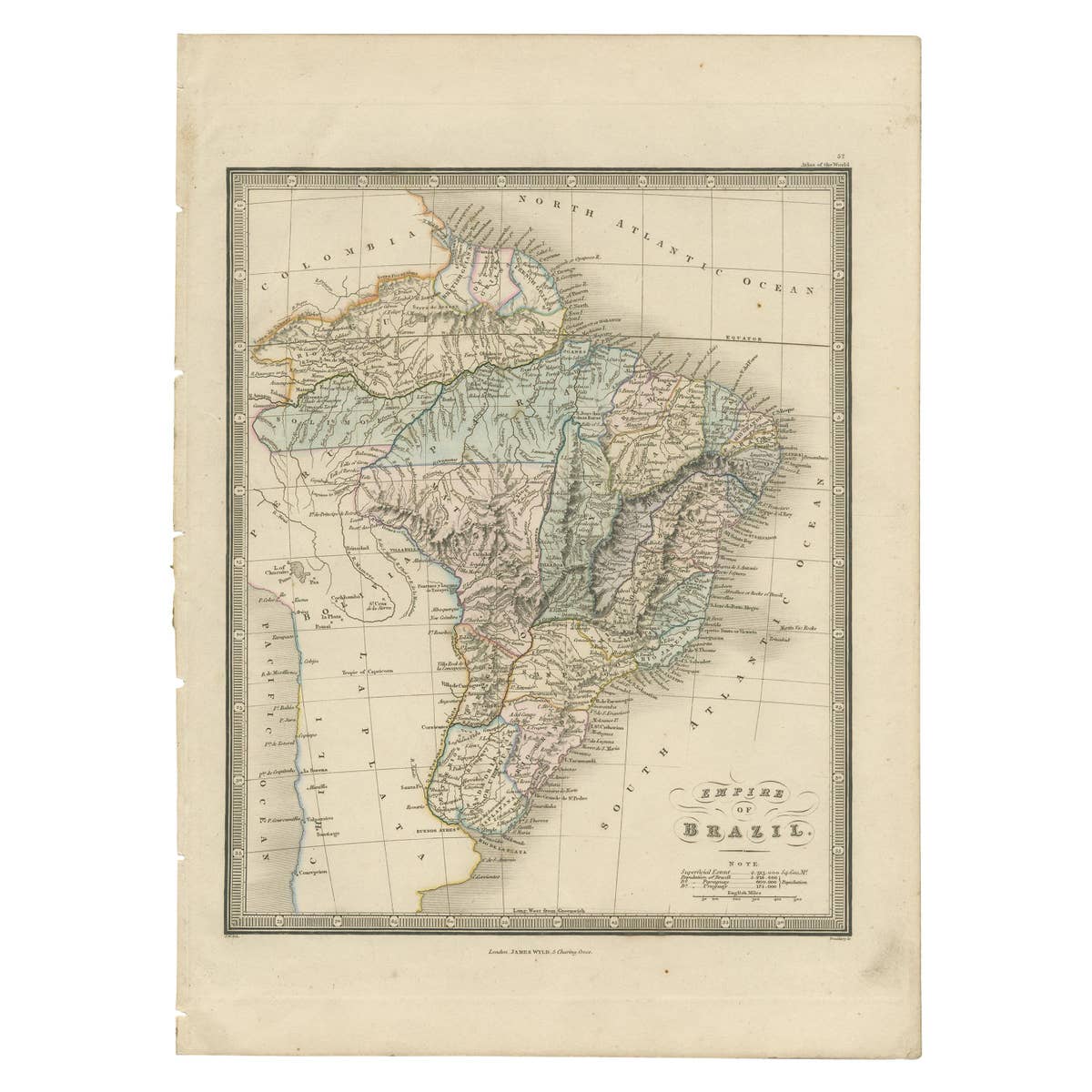 Antique Map of Brazil by Wyld, '1845'