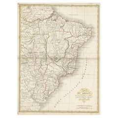 Carte ancienne du Brésil s'étendant du Sud au Mouth du Rio de la Plata