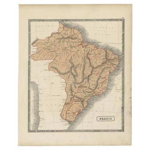 Antique Brazil Map, Sidney Hall Engraving for A & C Black Atlas c.1842–1853