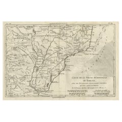 Antique Map of Brazil of Southern Brazil, Uruguay, and Northern Argentina, c1780