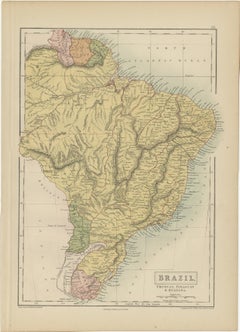 Antique Map of Brazil, Uruguay, Paraguay and Guyana by A & C. Black, 1870
