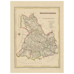 Antique map of Brecknockshire, Wales by Creighton & Walker, c.1831–1840