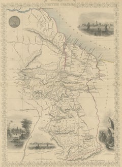 Antique Map of British Guayana by J. Tallis, circa 1851