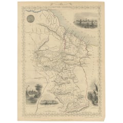Antique Map of British Guayana by J. Tallis, circa 1851