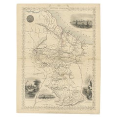 Antike Karte des britischen Guayana mit Einsätzen von Georgetown, Devil's Rock Etc, 1851