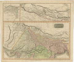 Antique Map of British India with Insets of Kabul and Nepal