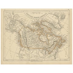 Mapa antiguo de la América del Norte británica por Lowry, '1852