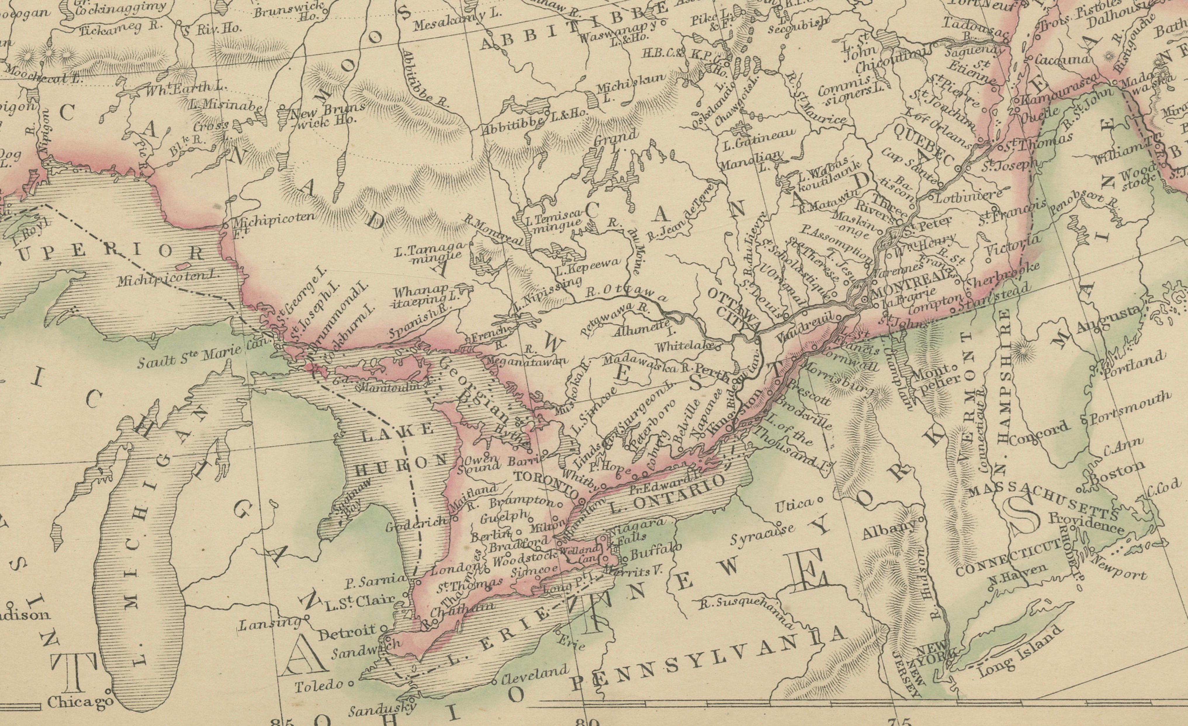 Antique Map of British North America, Canada and Hudson Bay, 1860
