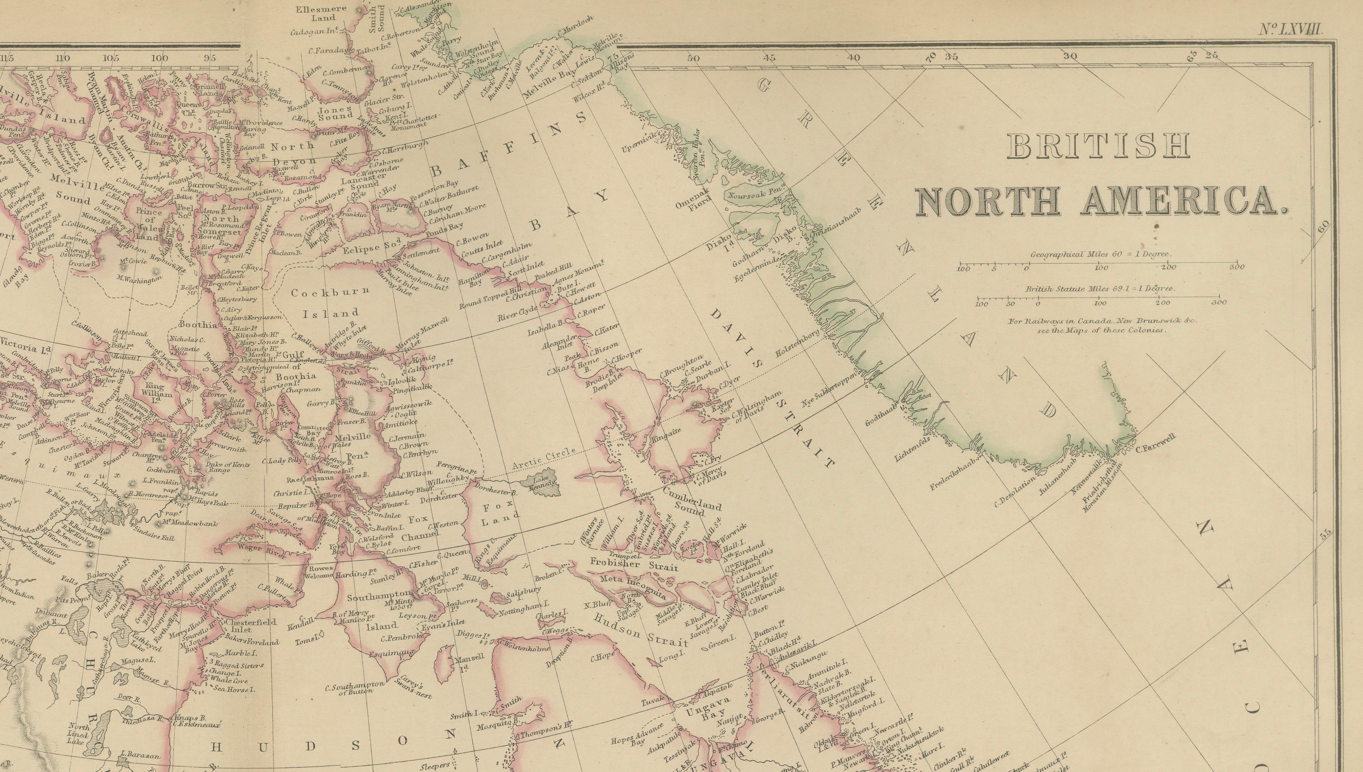 Antique Map of British North America, Canada and Hudson Bay, 1860