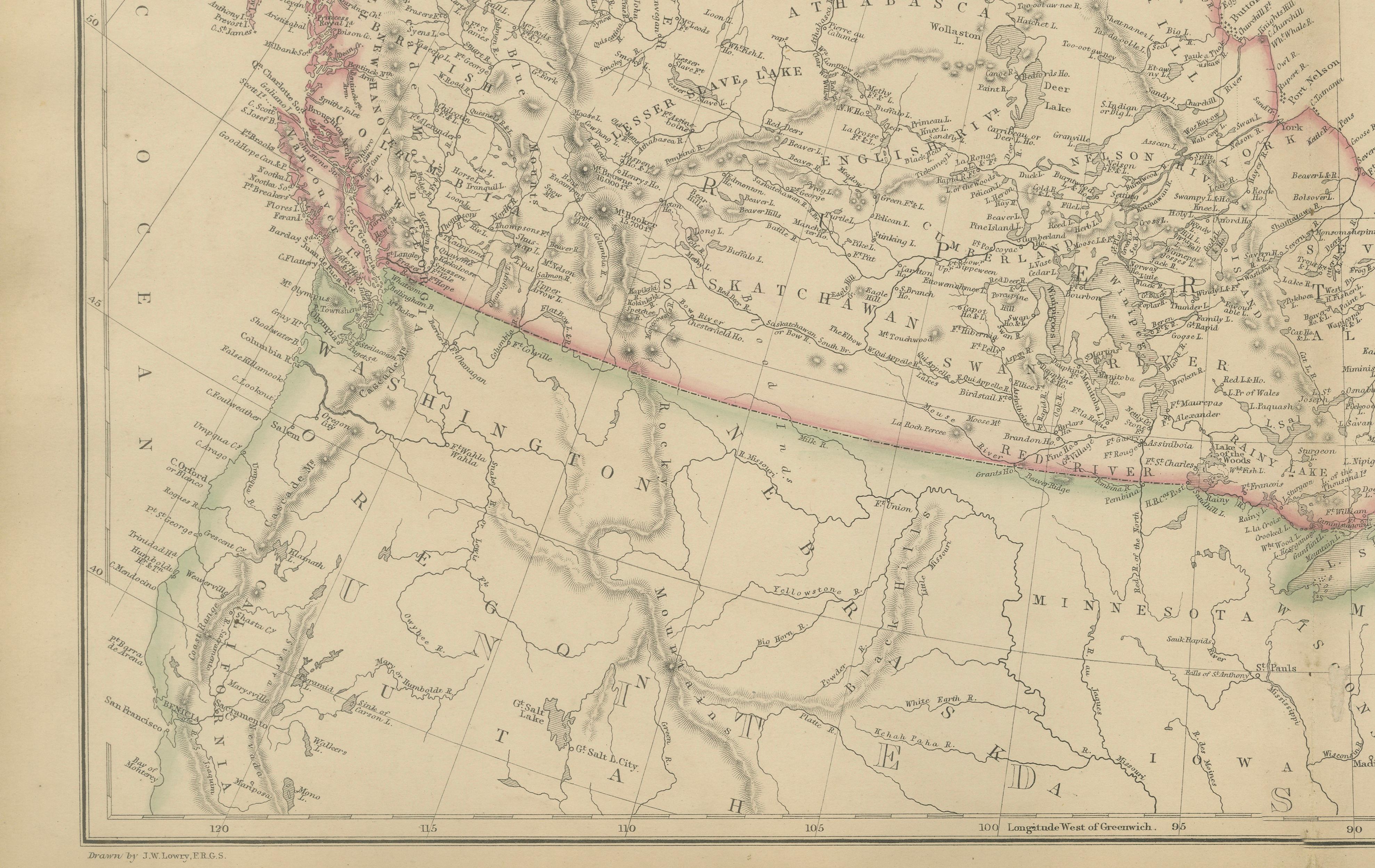 Antique Map of British North America, Canada and Hudson Bay, 1860