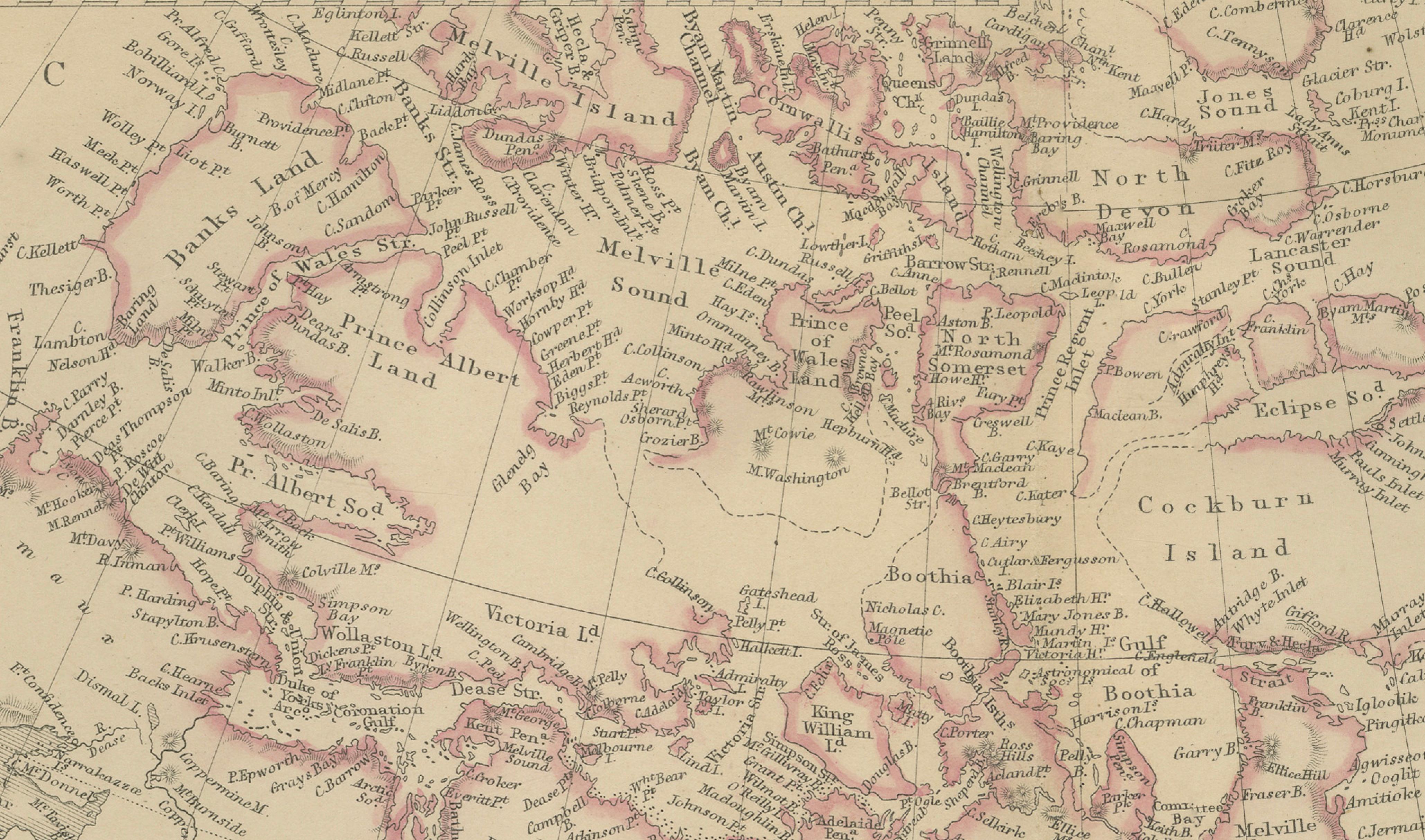 Antique Map of British North America, Canada and Hudson Bay, 1860