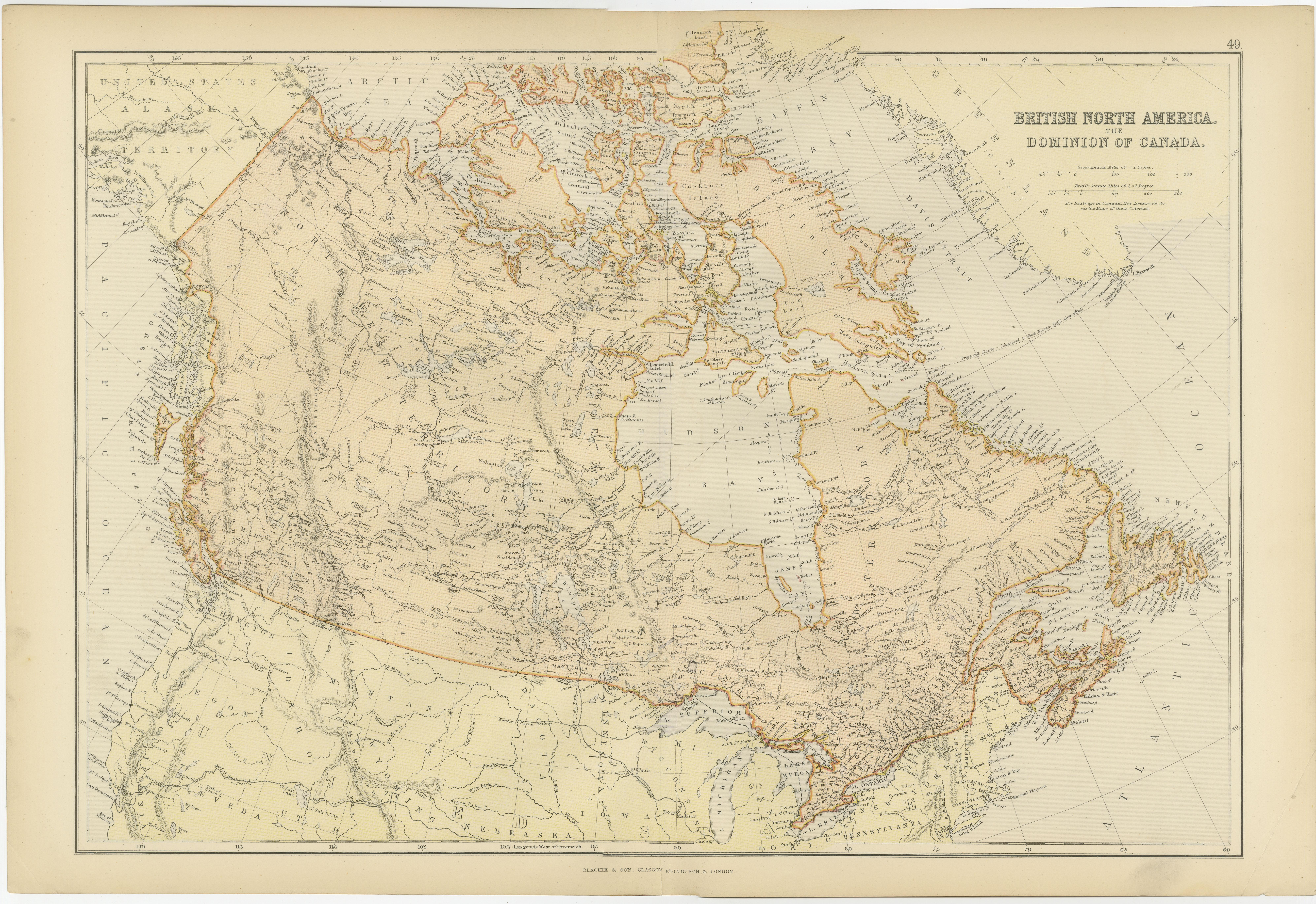 Paper Antique Map of British North America, The Dominion of of Canada, 1882 For Sale