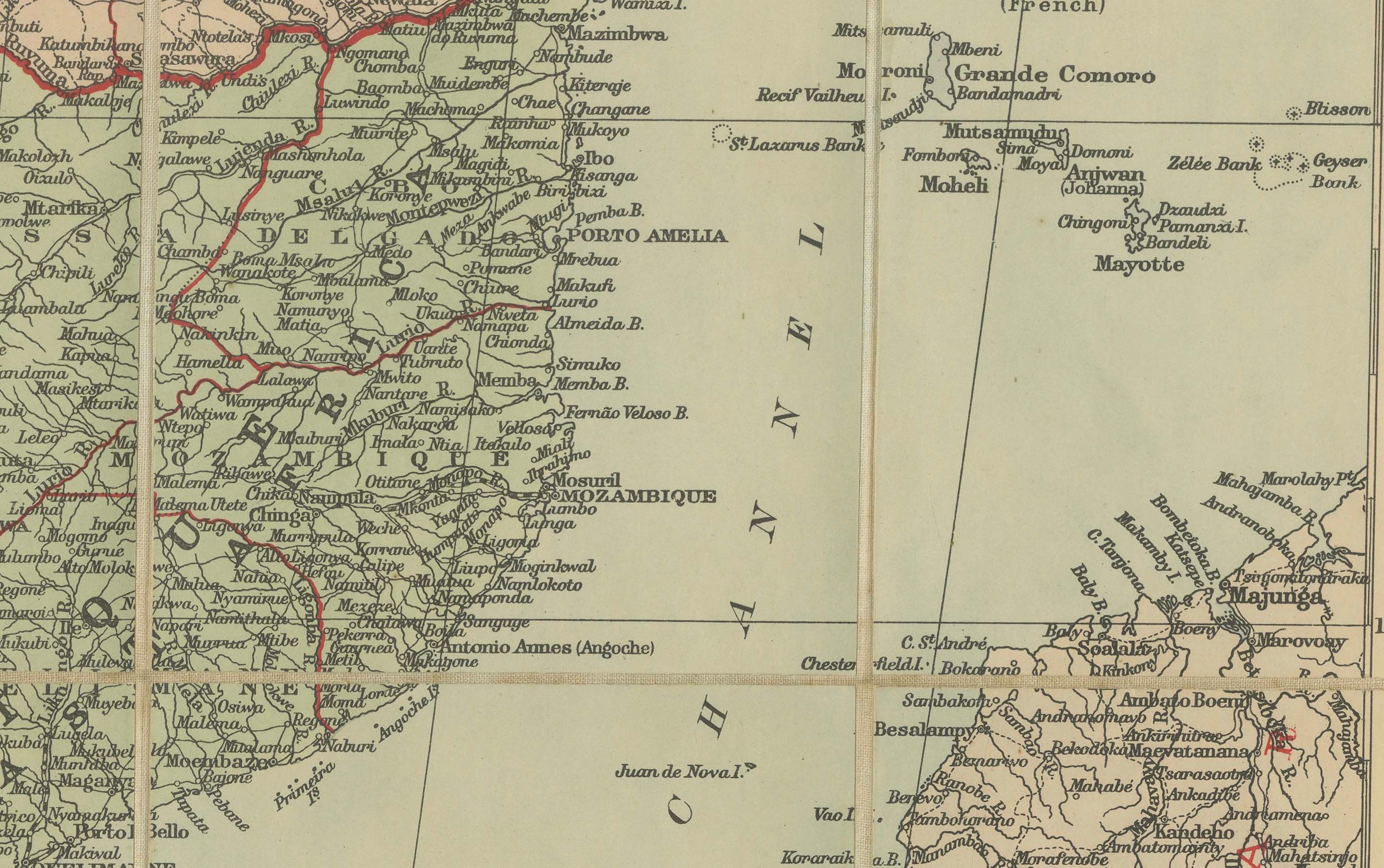Mapa antiguo de Sudáfrica Británica - Territorios Coloniales y Ferrocarriles, c.1920s en venta 2
