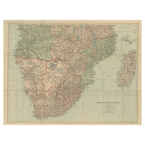 Antique Map of British South Africa – Colonial Territories & Railways, c.1920s