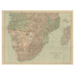 Mapa antiguo de Sudáfrica Británica - Territorios Coloniales y Ferrocarriles, c.1920s