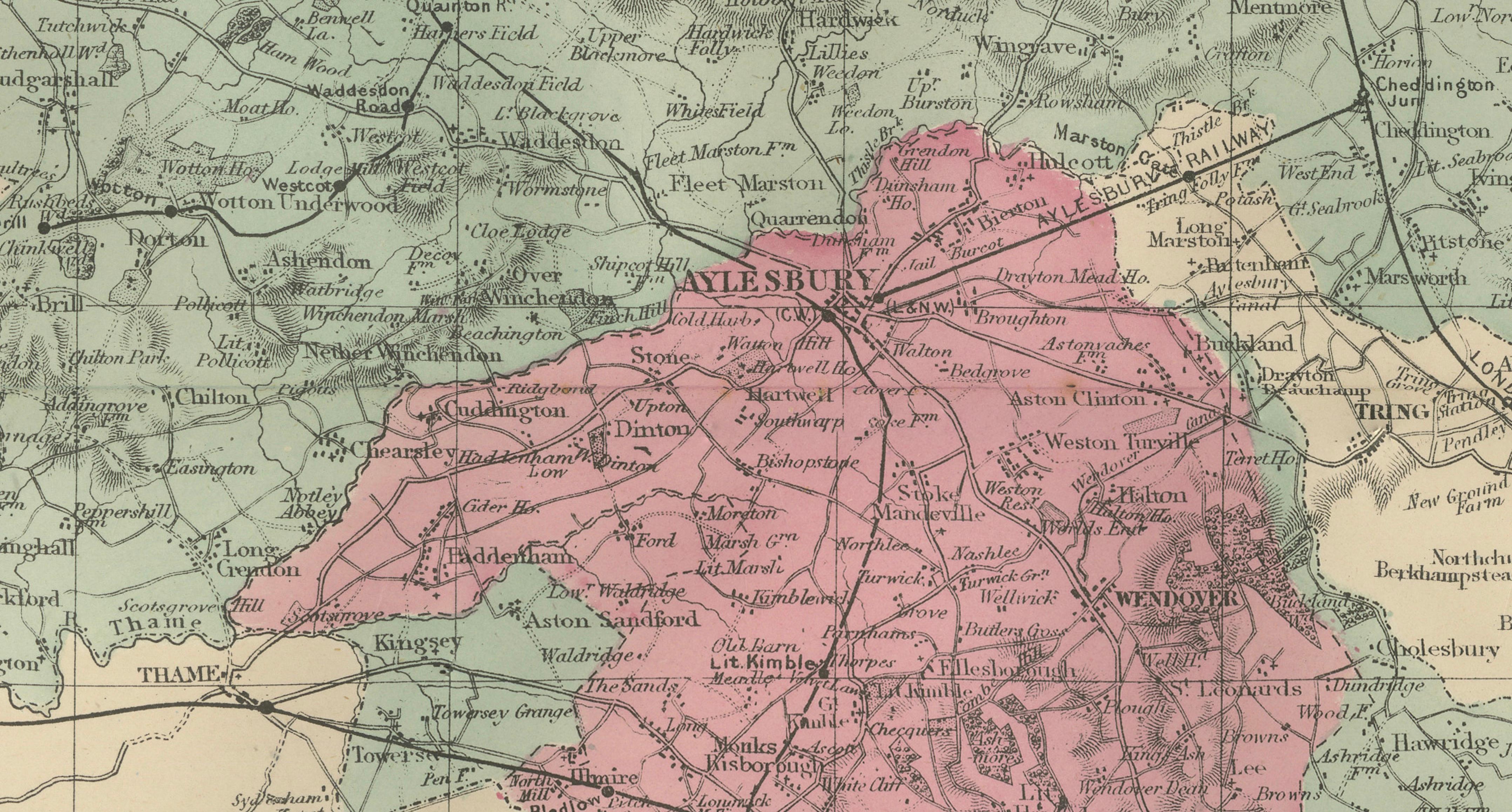Antique Map of Buckinghamshire, 1885 – Victorian Railways & County Detail