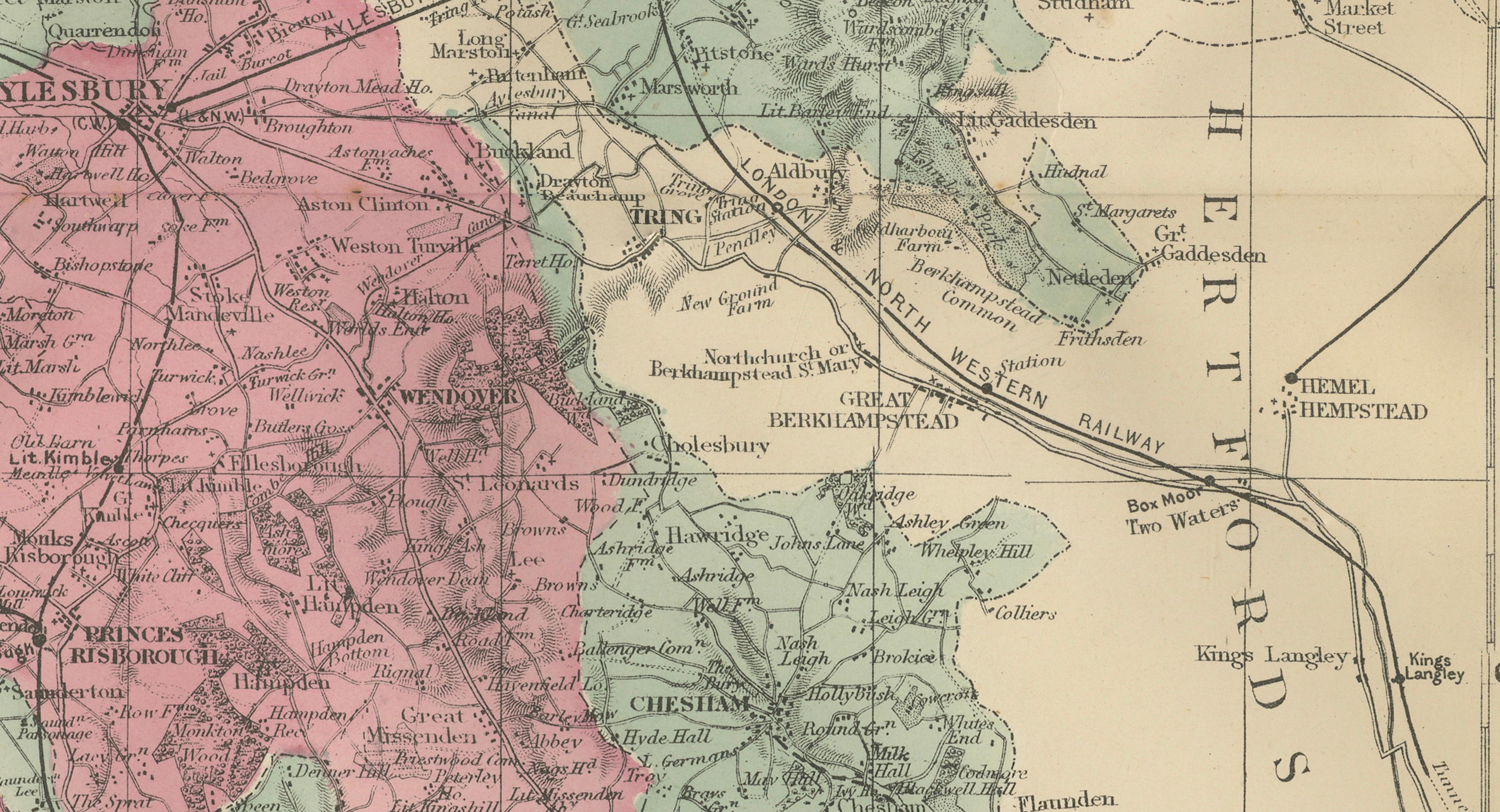 Antique Map of Buckinghamshire, 1885 – Victorian Railways & County Detail