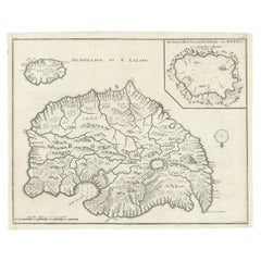Antike Karte der Buru-Insel, Indonesien, um 1725