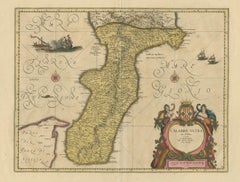 Antique Map of Calabria 'Italy' by Blaeu, circa 1690