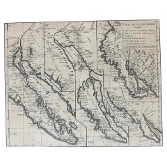 Antique Map of California as an Island "The 5 Californias" by Robert de Vaugondy