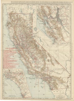 Mappa d'epoca della California, lo “Stato d’Oro”, Rand McNally, 1899