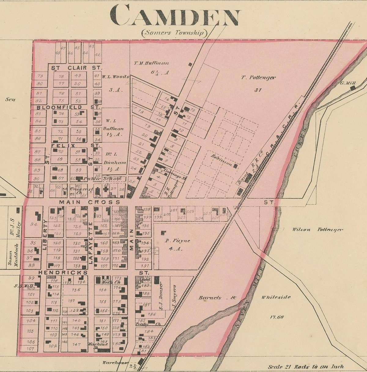 Antique Map of Camden and Sonora, 1871