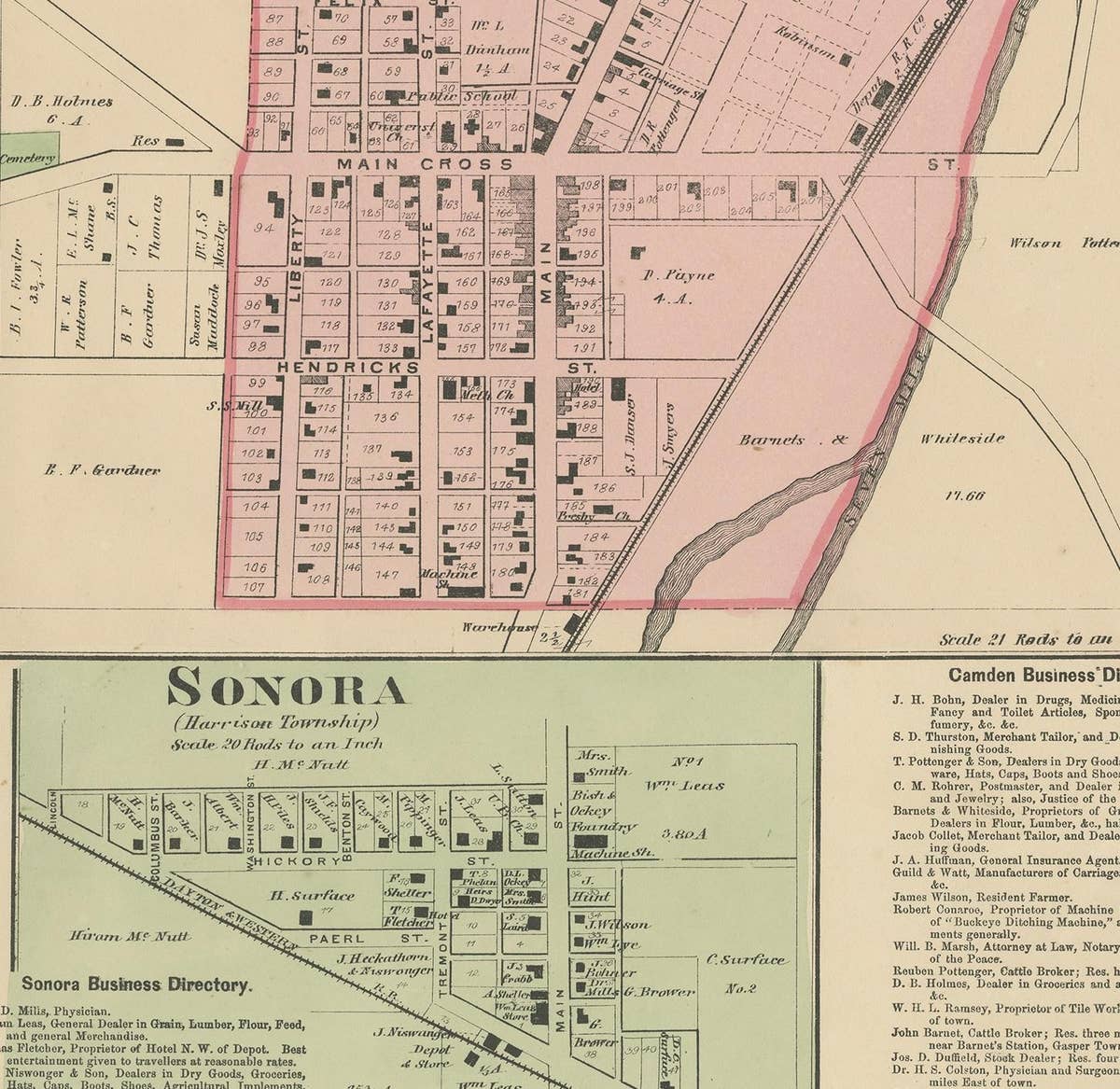Antique Map of Camden and Sonora, 1871