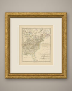 Antique Map of Canada and the United States with Canal Profiles, 1858
