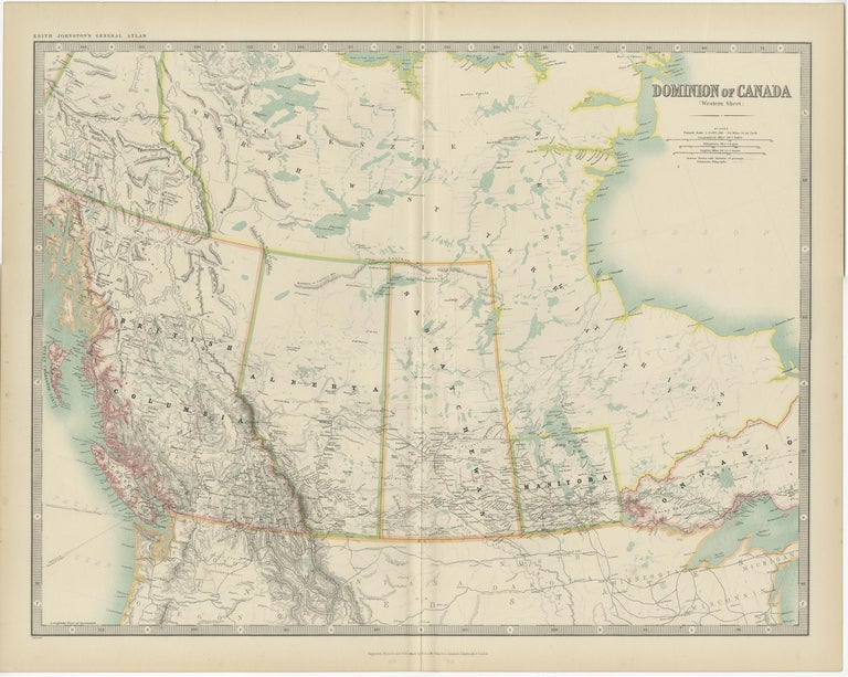 Antique Map of Canada by Johnston '1909' For Sale at 1stDibs