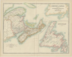 Antique Map of Canada by Johnston '1909'