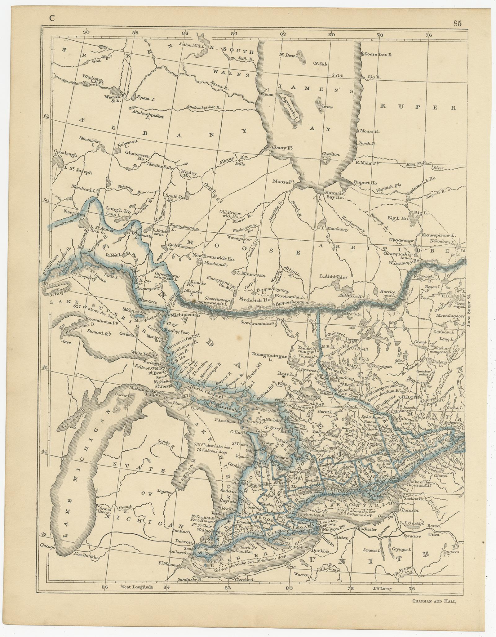 Antique map titled 'Canada, New Brunswick & Nova Scotia'. Two individual sheets of Canada, New Brunswick and Nova Scotia. This map originates from 'Lowry's table Atlas constructed and engraved from the most recent authorities' by J.W. Lowry.