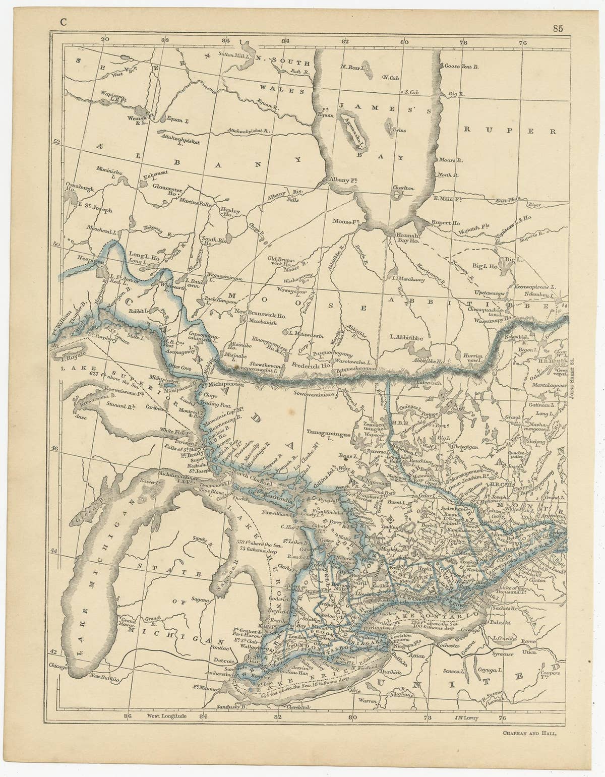 Antique Map of Canada, New Brunswick and Nova Scotia by Lowry, 1852