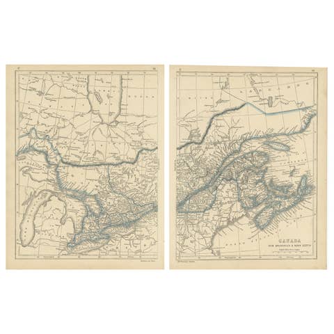 Antique Map of Canada, New Brunswick and Nova Scotia by Lowry, 1852