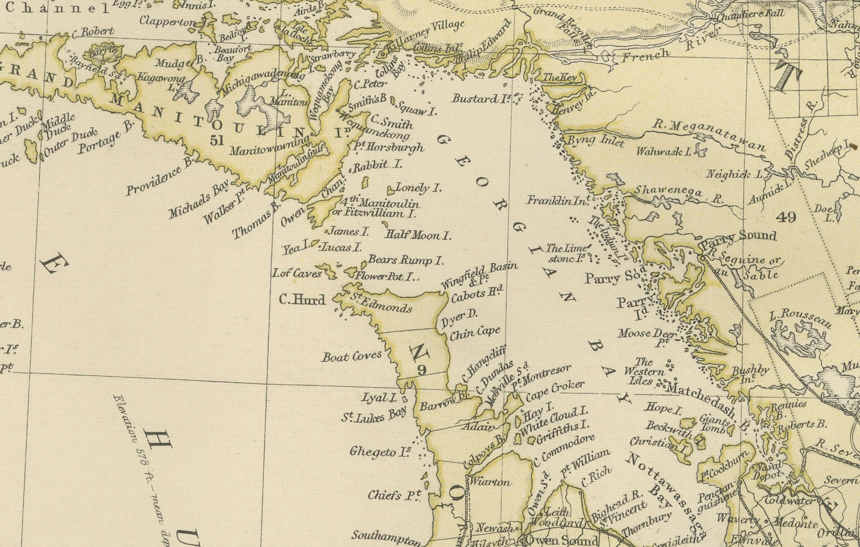 Antike Karte von Kanada, der Provinz Ontario und Teil von Quebec, 1882 im Zustand „Gut“ im Angebot in Langweer, NL