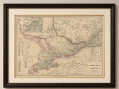 Antique Map of Canada West and Part of Canada East, Ontario & Quebec, 1860