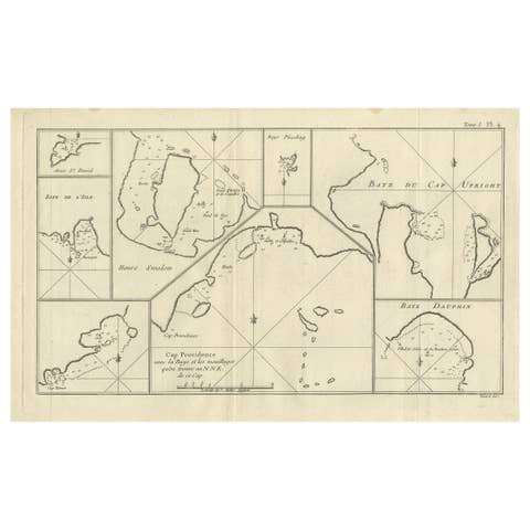 Antique Map of Cap Providence, St. David's Cove and Surroundings