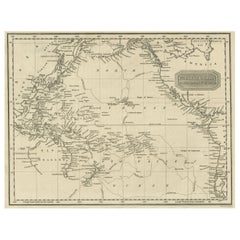 Carte ancienne des voyages du capitaine Cook, 1824