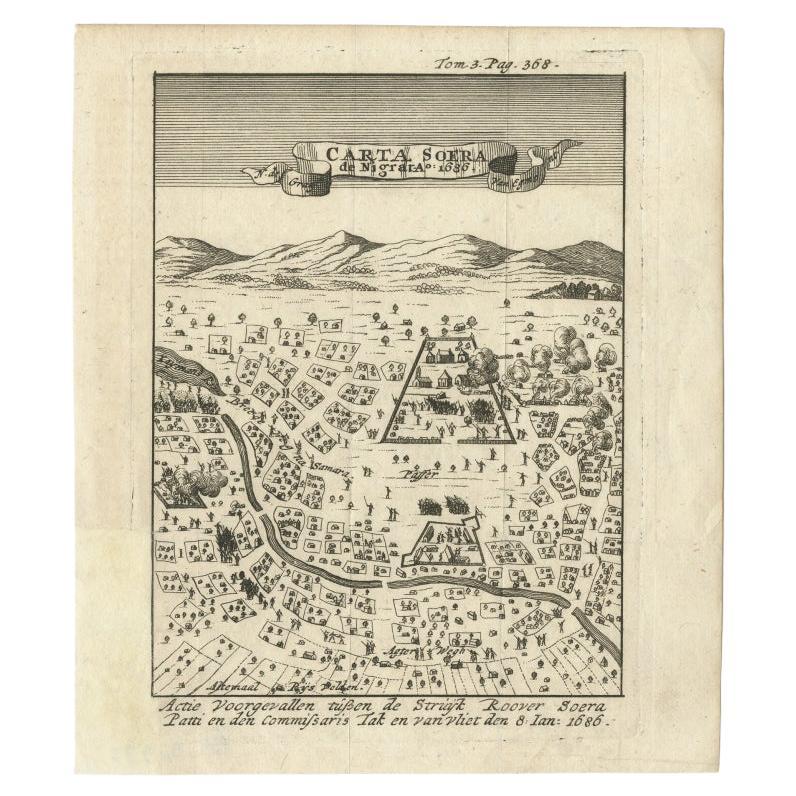 Antique Map of Carta Soura, Headquarter of the Javanese Nobility, 1706 For Sale