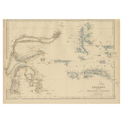 Antique Map of Celebes and the Maluku Islands by W. G. Blackie, 1859