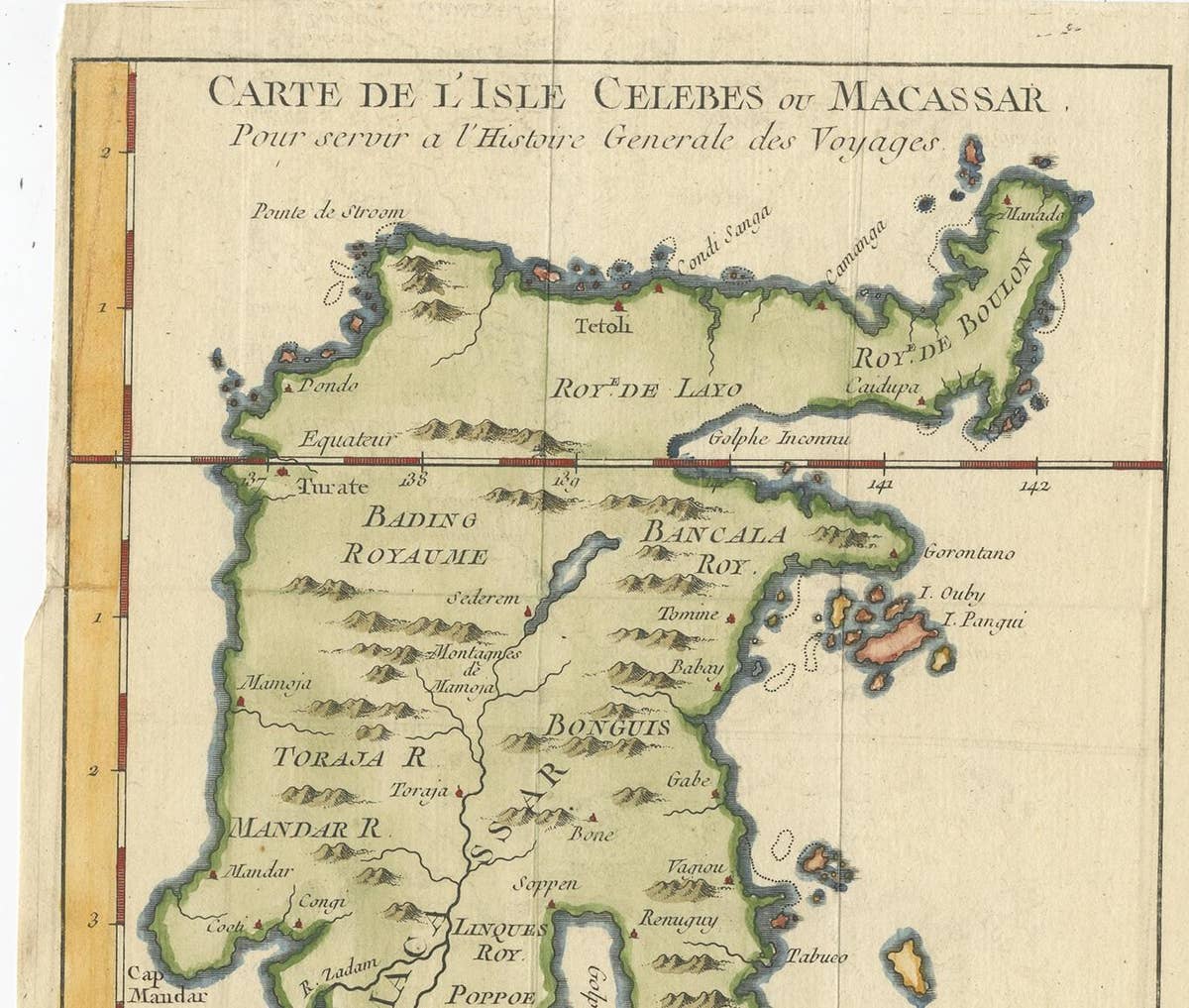 Antique Map of Celebes 'Sulawesi, Indonesia' by Bellin, ciarca 1755
