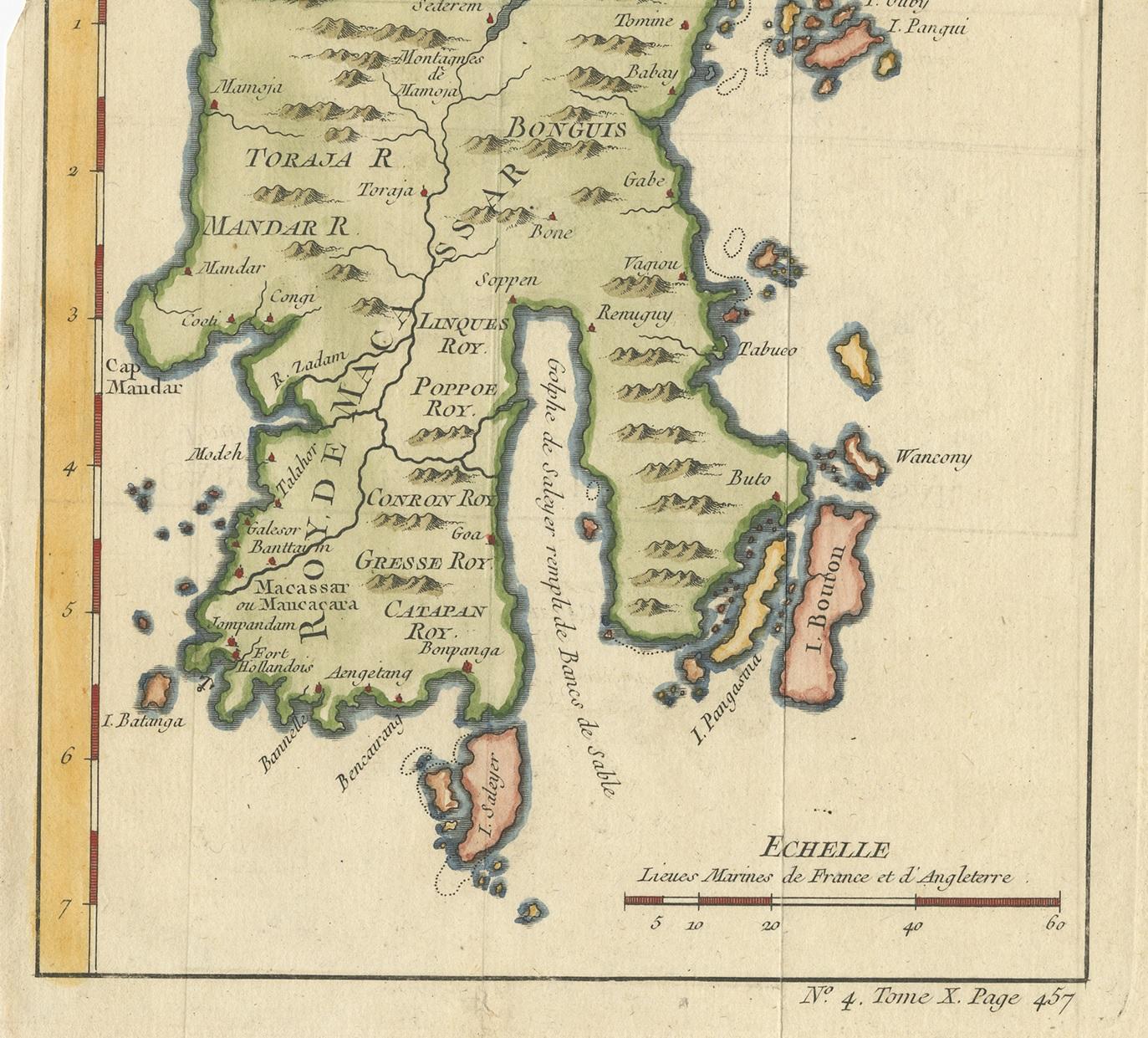 Antike Karte der Celebes „Sulawesi, Indonesien“ von Bellin, Ciarca 1755 (Graviert) im Angebot