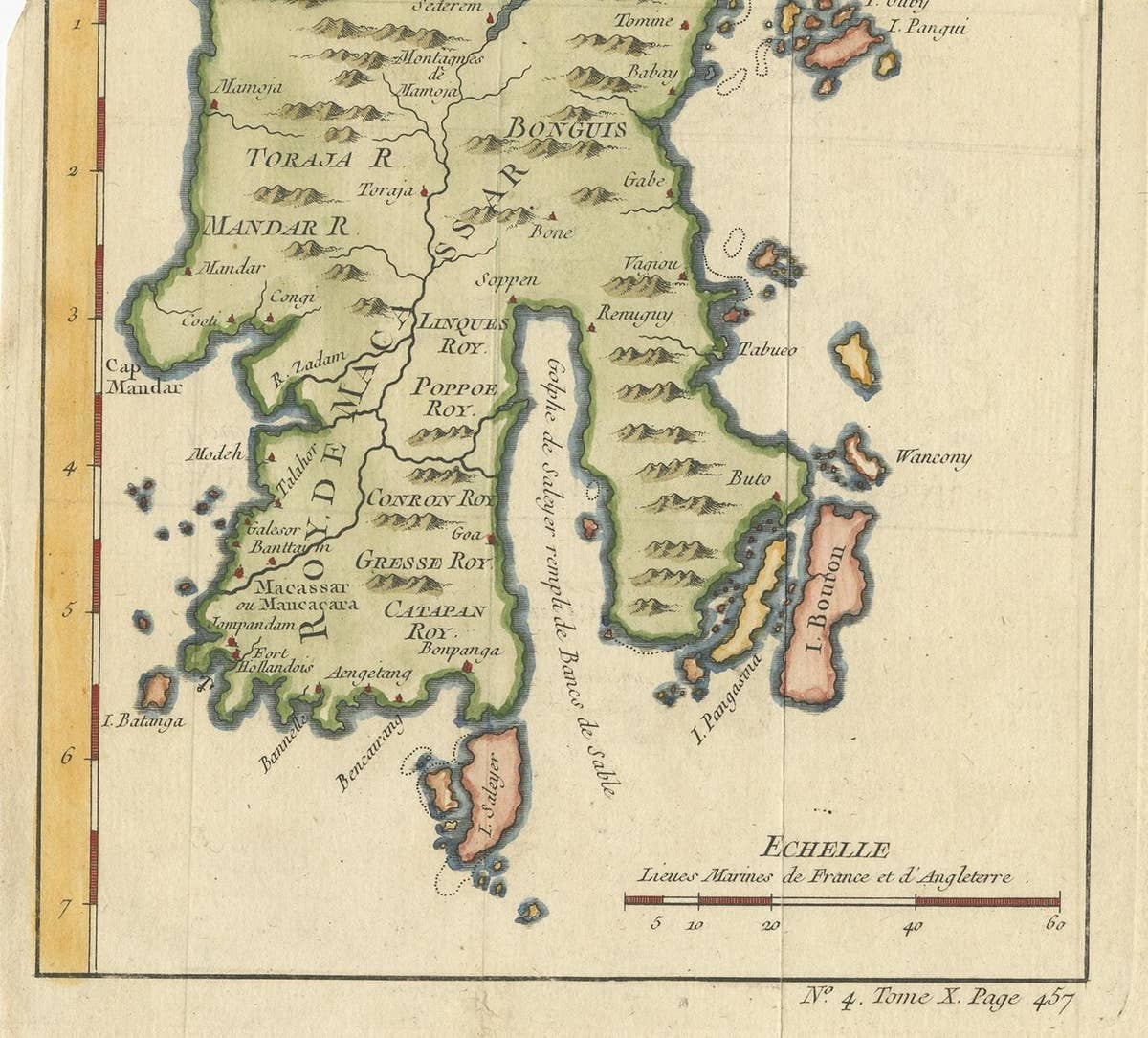 Antique Map of Celebes 'Sulawesi, Indonesia' by Bellin, ciarca 1755