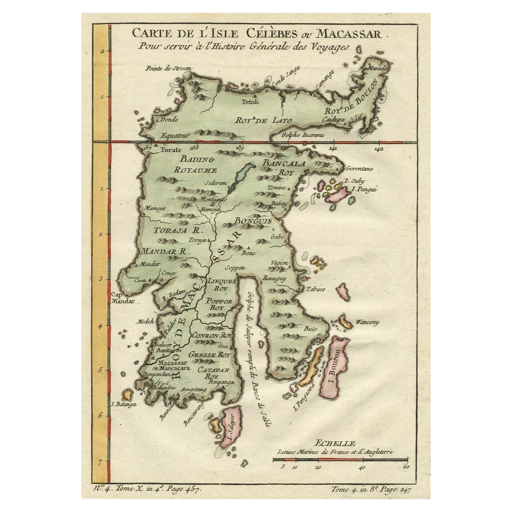 Mapa antiguo de Célebes "Sulawesi", isla de Indonesia, c.1750 en venta
