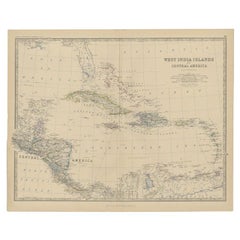 Antike Karte von Zentralamerika und Westindischen Inseln, 1882
