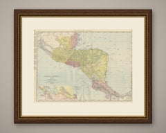 Antique Map of Central America, with Proposed Nicaragua Canal, 1899
