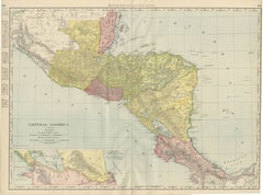 Antique Map of Central America, with Proposed Nicaragua Canal, 1899