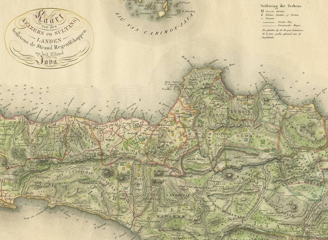 Antique Map of Central and East Java by Van den Bosch, 1818