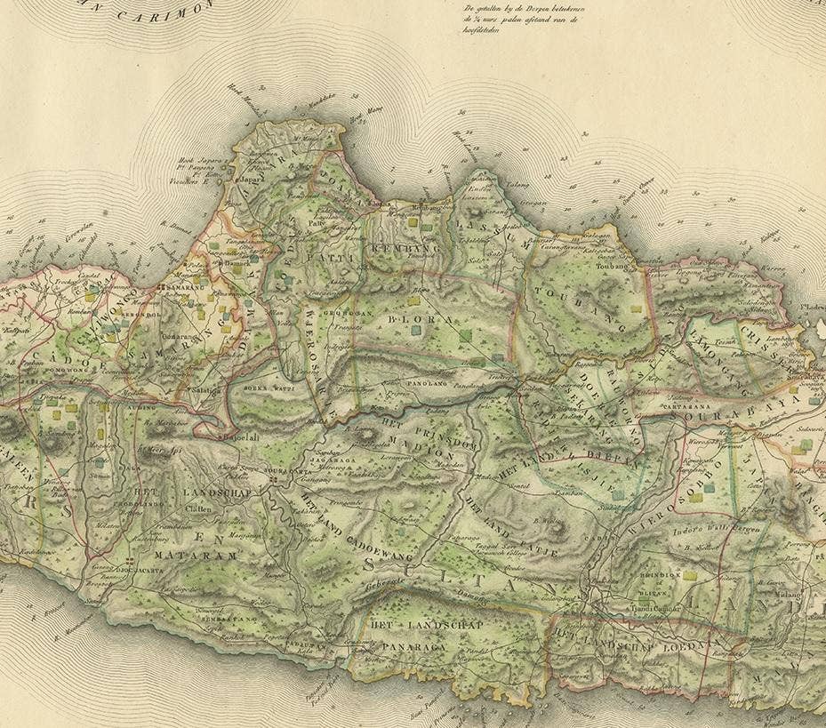 Antique Map of Central and East Java by Van den Bosch, 1818
